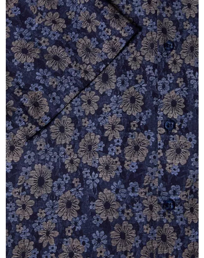 Pure Cotton Short-Sleeve Shirt - Navy Floral II