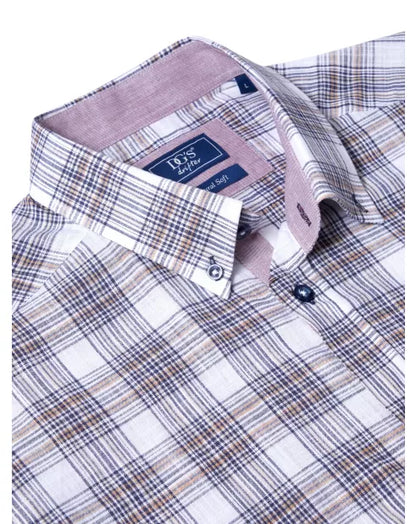 IVANO Checked Short Sleeve Shirt - Stone