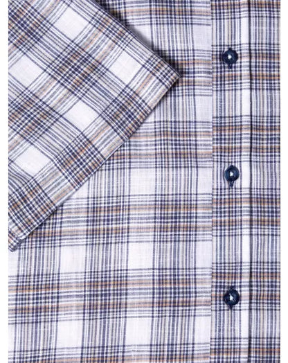 IVANO Checked Short Sleeve Shirt - Stone