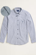 Button-Down Stripe Shirt - White / Navy