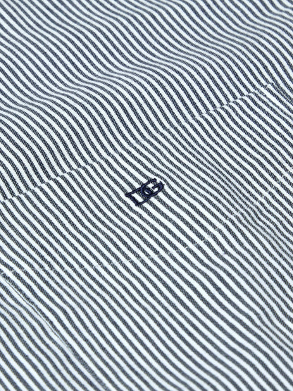 Button-Down Stripe Shirt - White / Navy