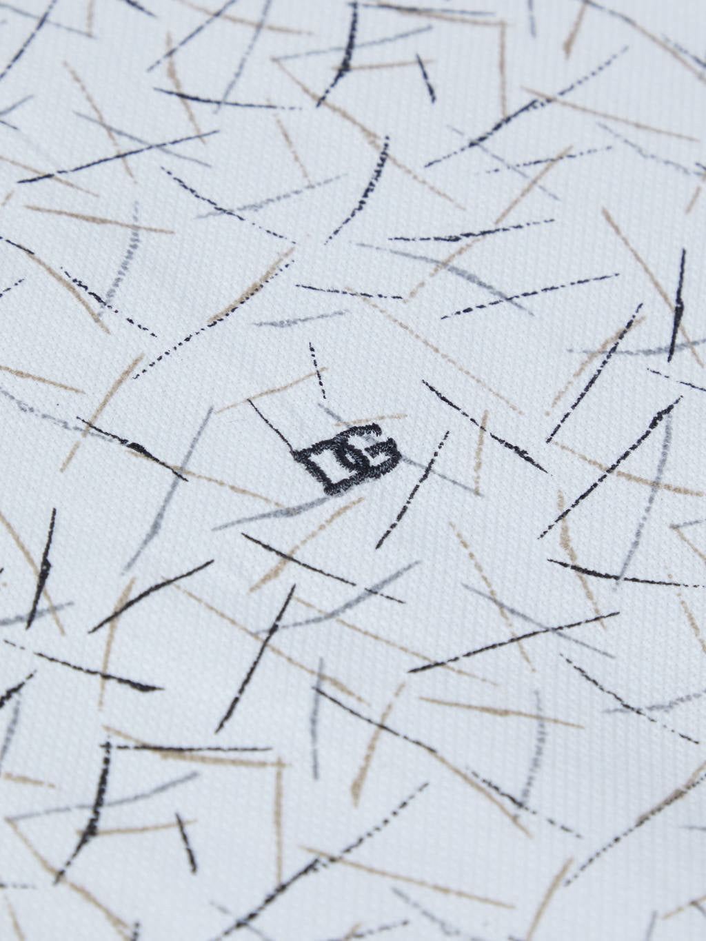 Button-Down Geometric Print Shirt - White / Black / Tan