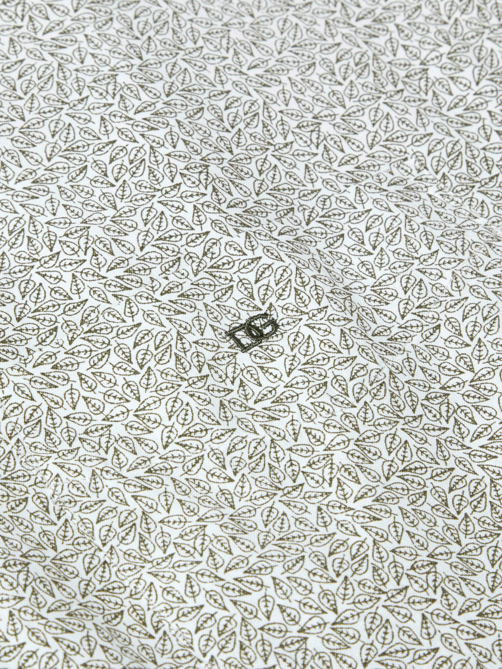 Button-Down Fine Leaf Print Shirt - White / Green