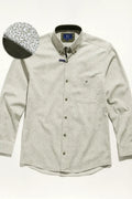 Button-Down Fine Leaf Print Shirt - White / Green