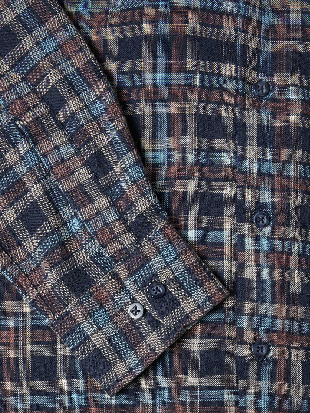Warm-Handle Cotton Plaid Check Shirt - Blue