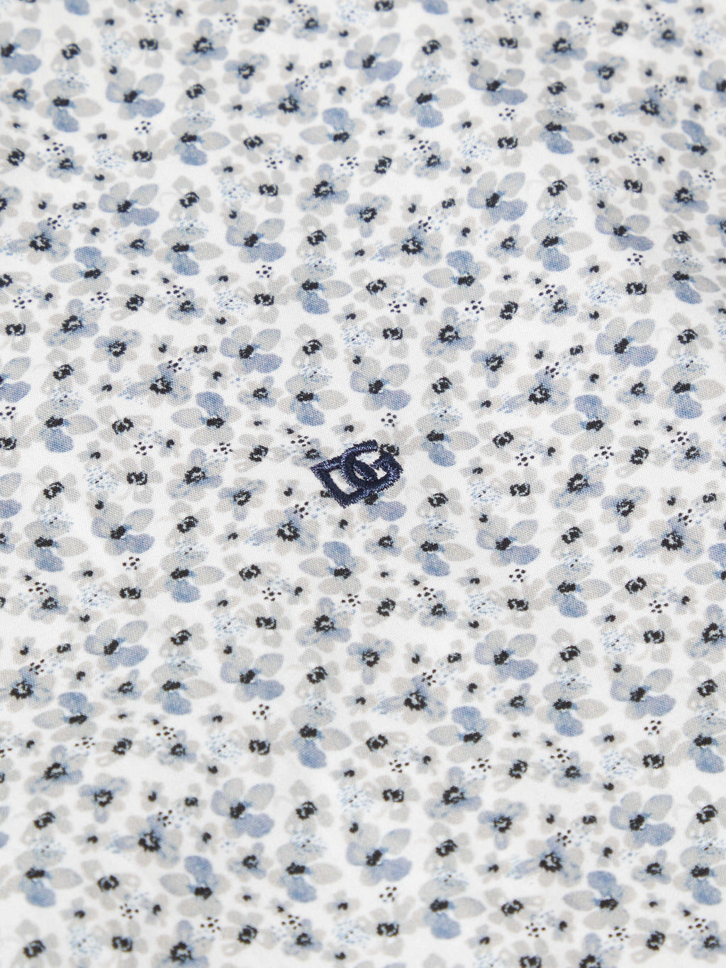 Micro Floral Print Pure Cotton Shirt - White / Blue / Grey
