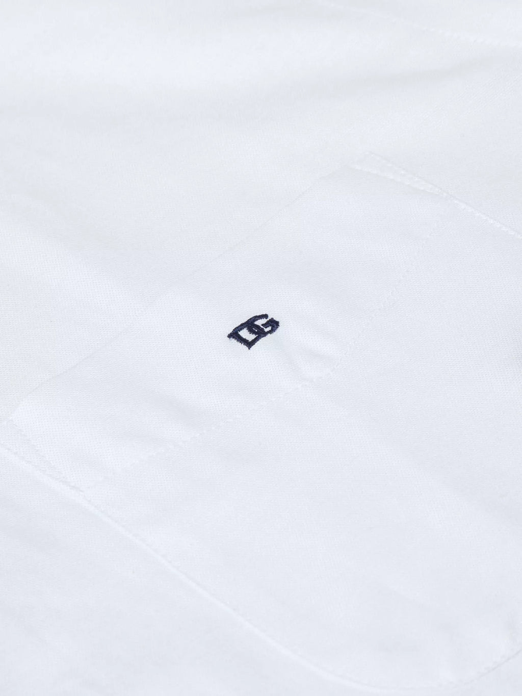 Cotton-Blend Long-Sleeve Casual Shirt - White with Navy Buttons