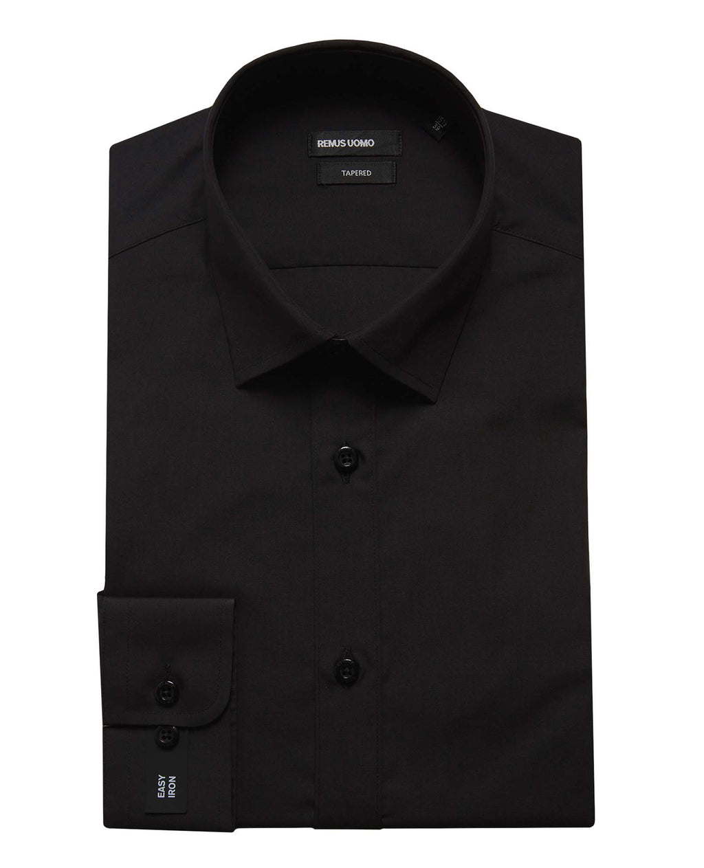 Tapered Fit Long Sleeve Shirt - Black