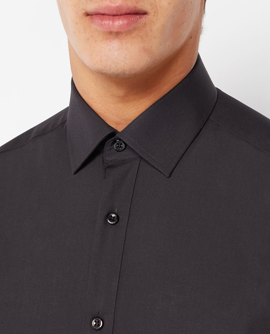 Tapered Fit Long Sleeve Shirt - Black