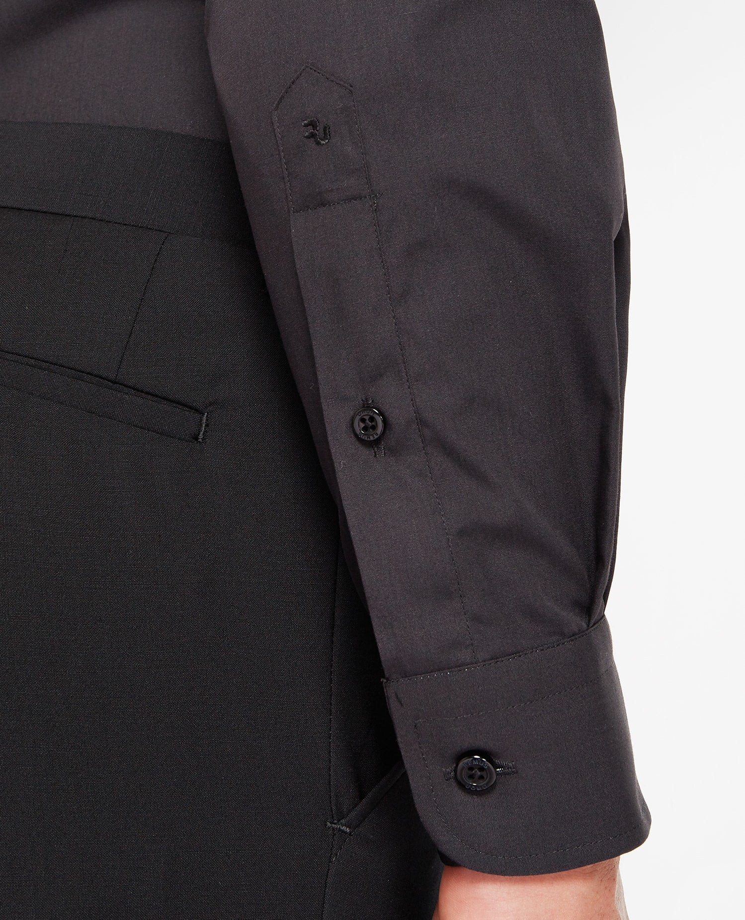 Tapered Fit Long Sleeve Shirt - Black