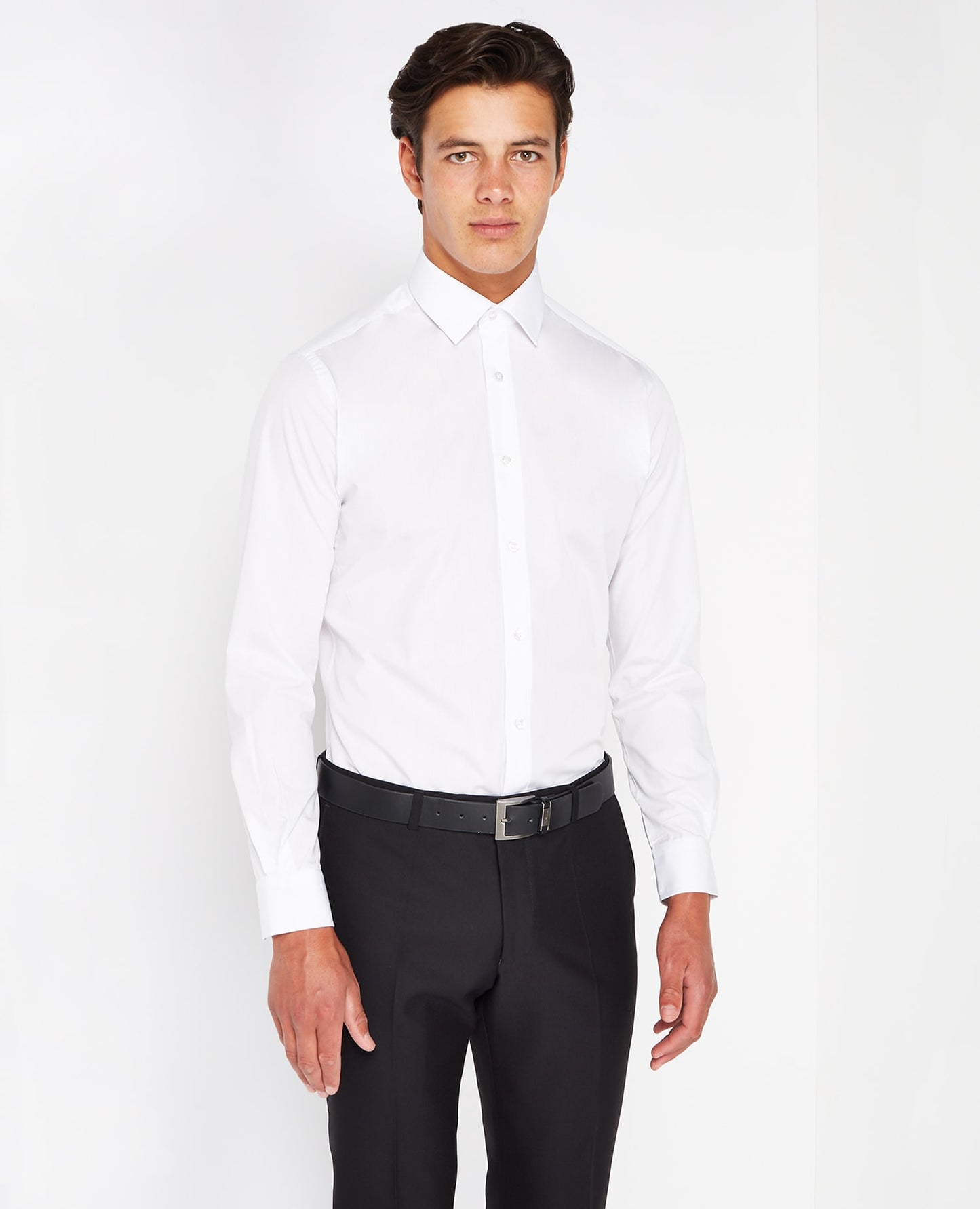 Tapered Fit Long Sleeve Shirt - White