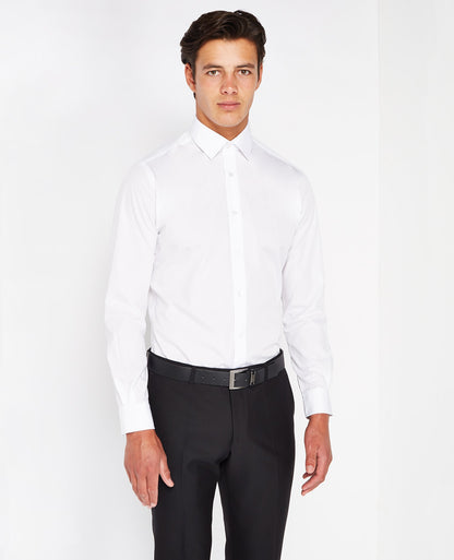 Tapered Fit Long Sleeve Shirt - White