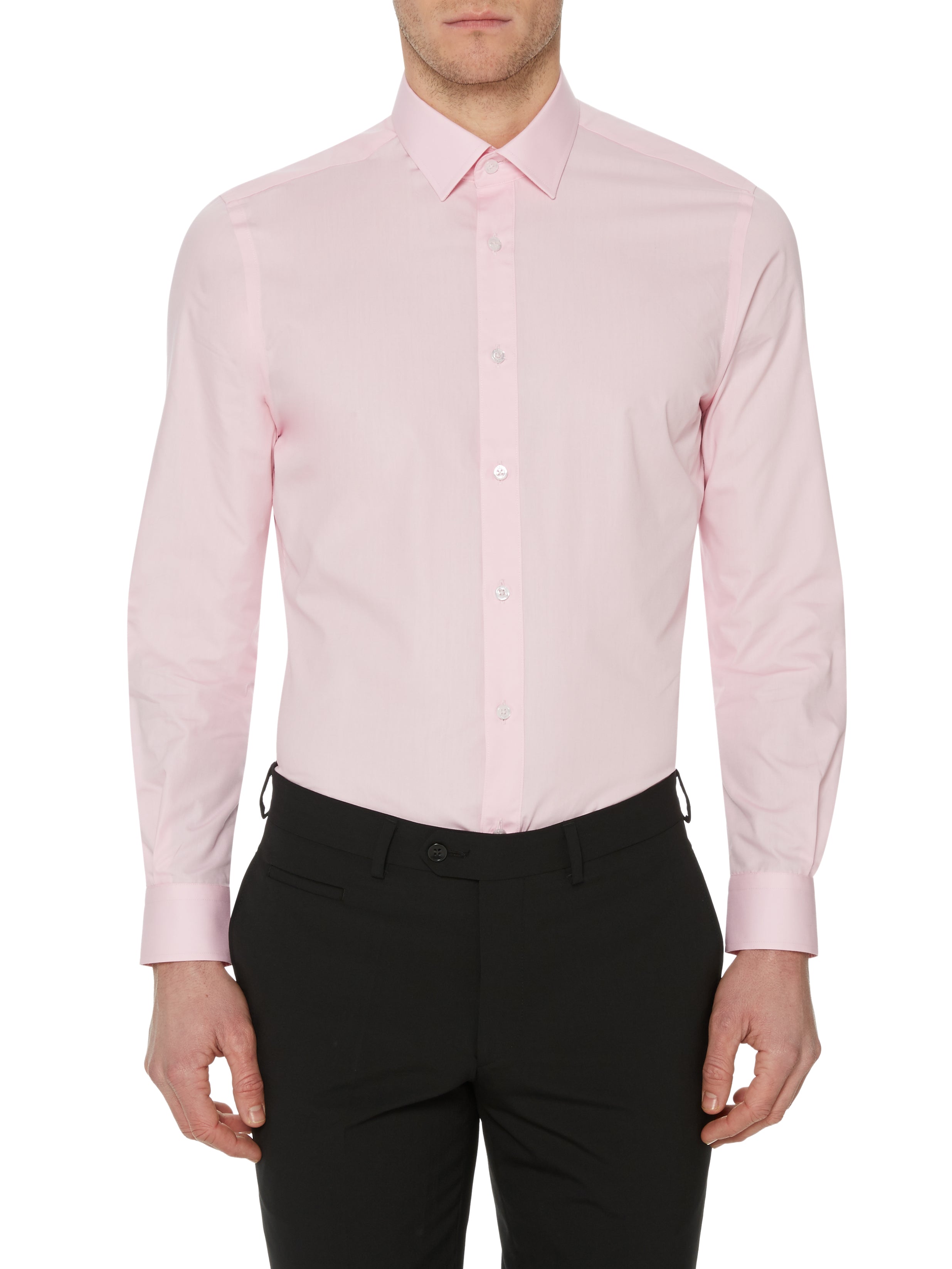 Tapered Fit Long Sleeve Shirt - Pink