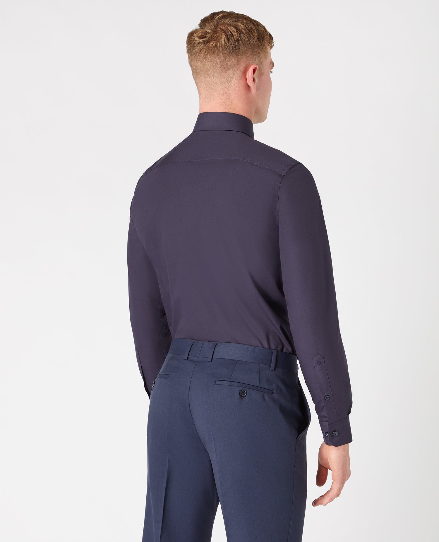 Tapered Fit Long Sleeve Shirt - Navy