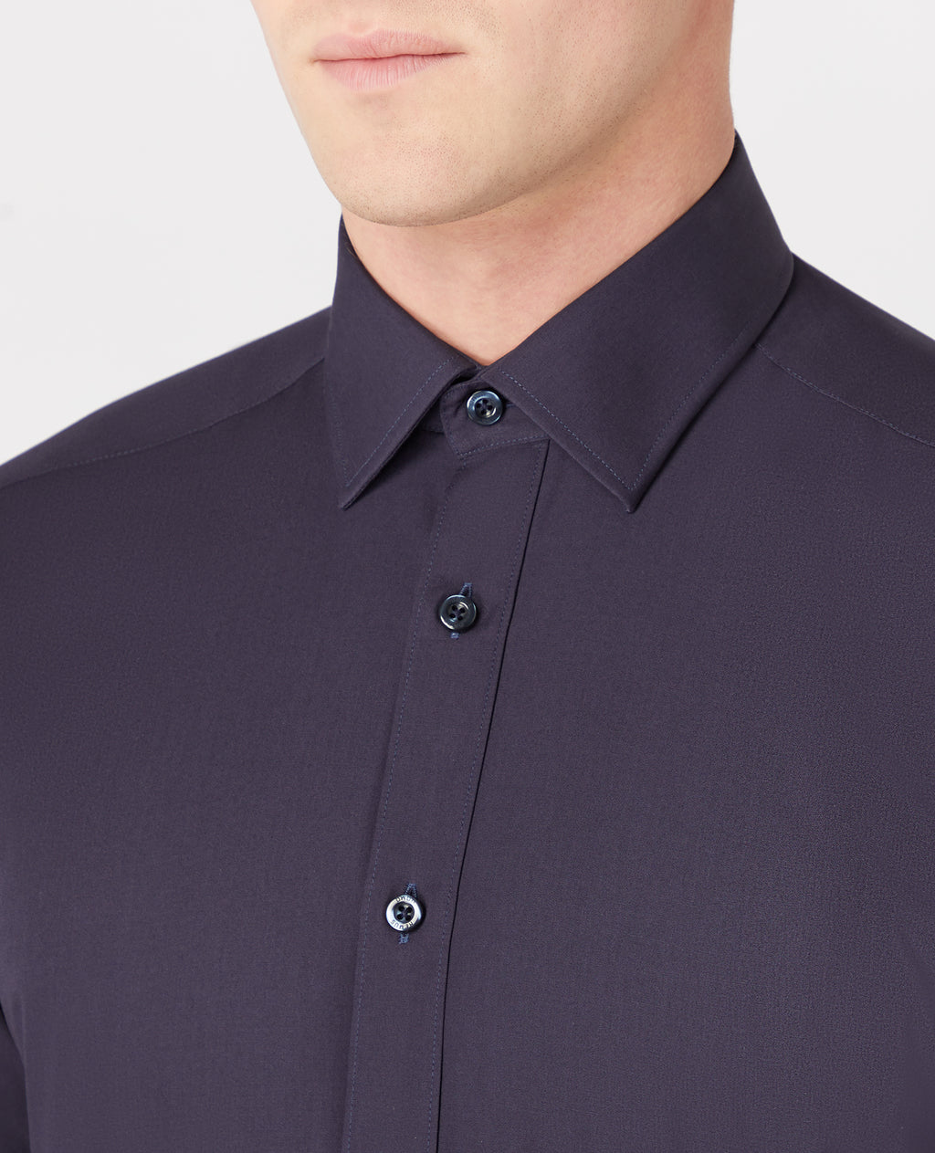Tapered Fit Long Sleeve Shirt - Navy
