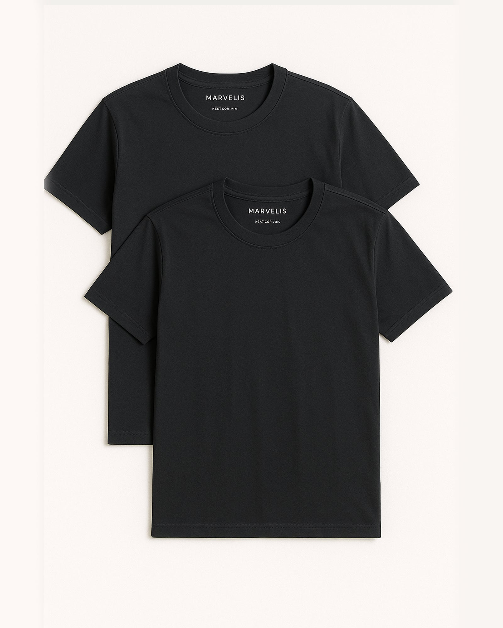 Marvelis Modern Fit 2-Pack T-Shirts — Black (100% Cotton)