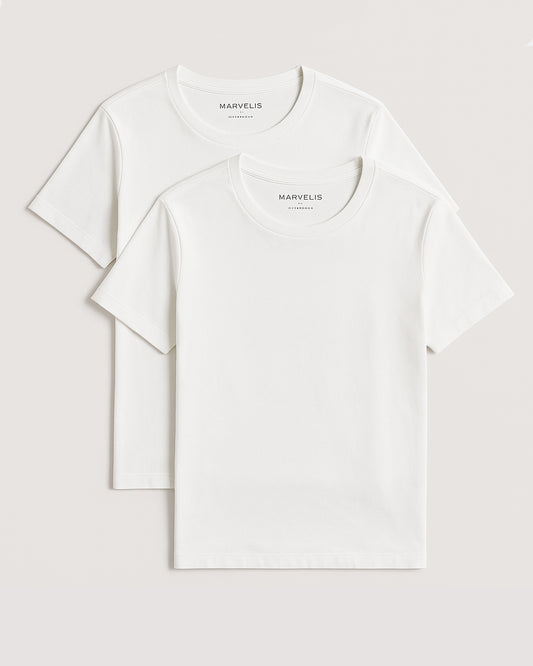 Marvelis Modern Fit 2-Pack T-Shirts — White (100% Cotton)