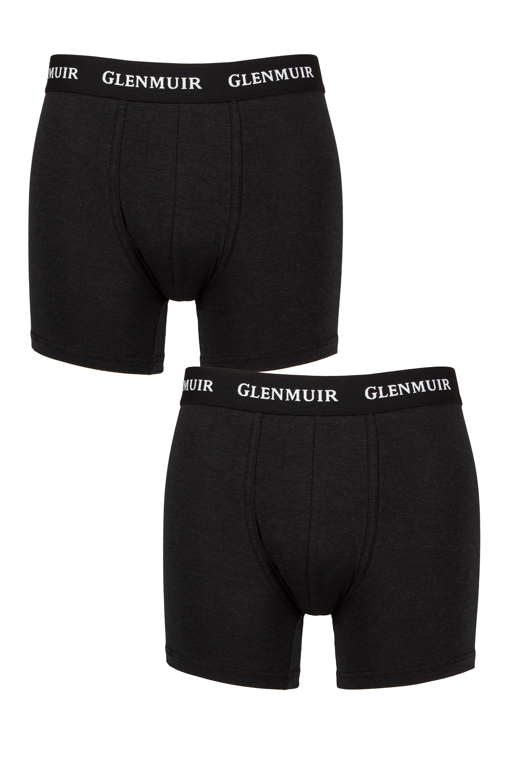 Men’s Cotton &amp; Bamboo Blend Long Leg Trunks 2 Pack - Black