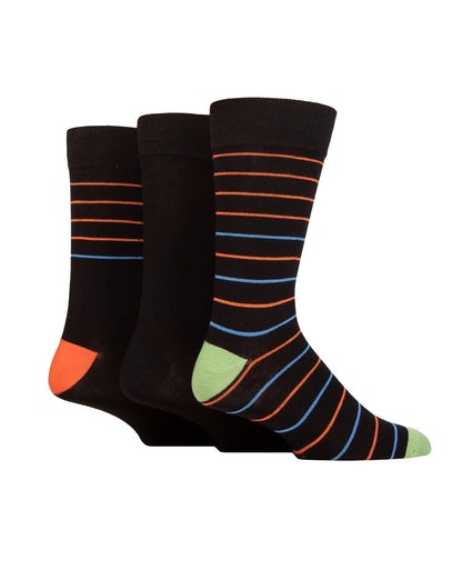 Glenmuir Soft Bamboo 3 Pack Socks - Navy Stripe
