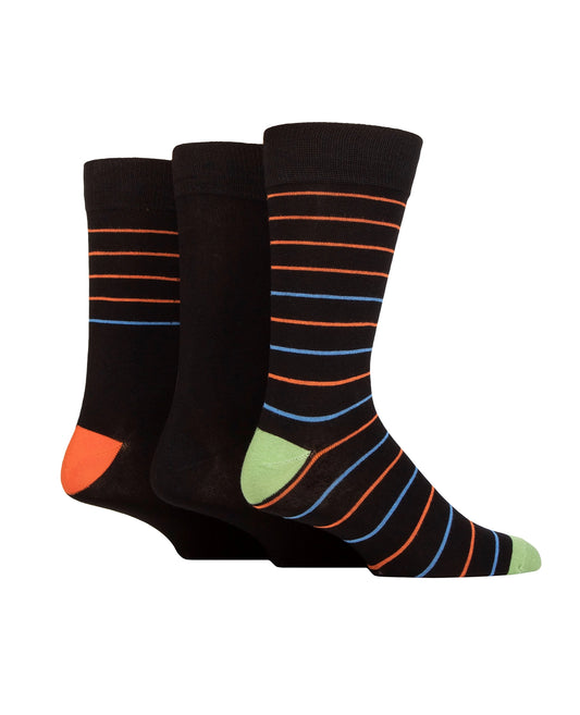 Glenmuir Soft Bamboo 3 Pack Socks - Navy Stripe