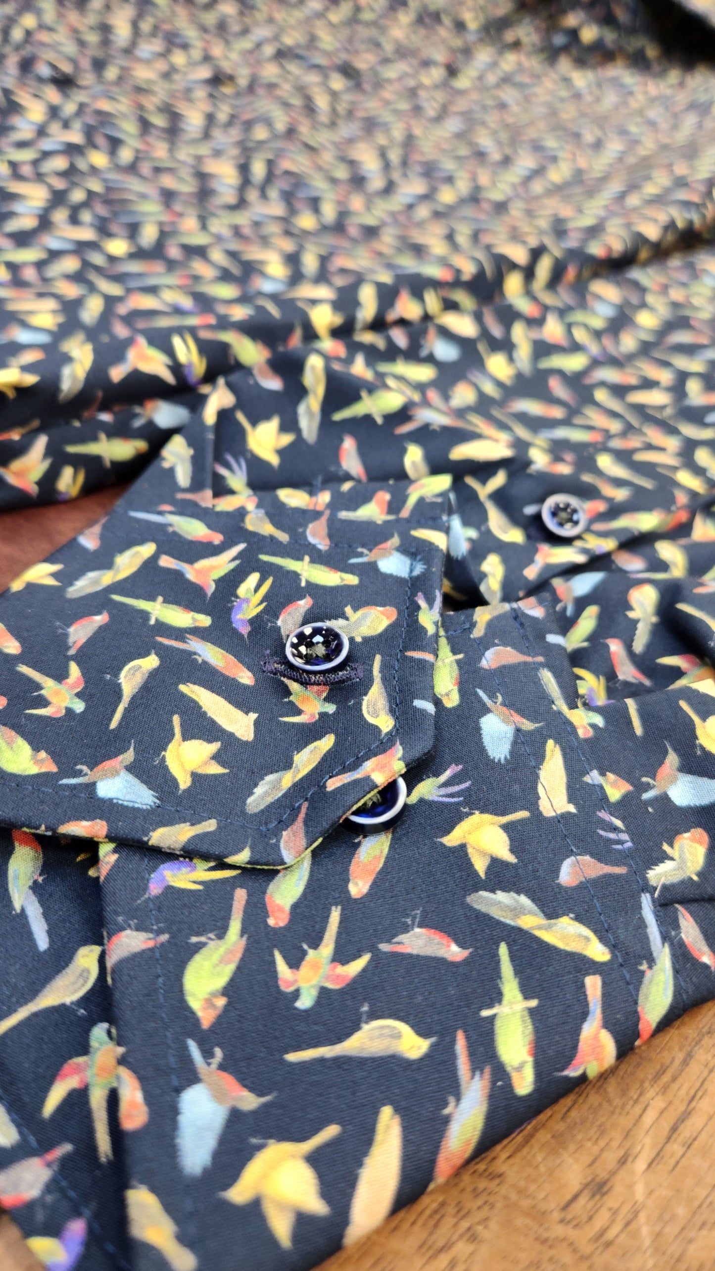Venti Long Sleeve Shirt Navy Parrot Print