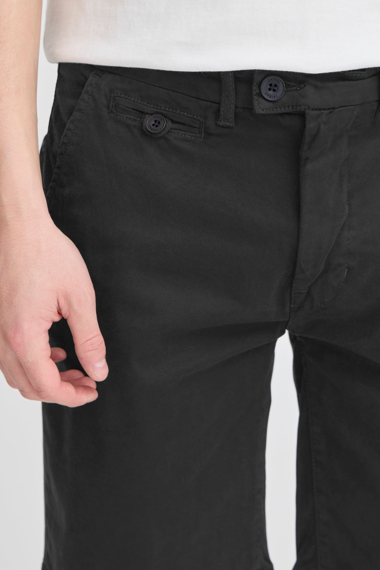 Cotton Blend Smart Chino Shorts - Black