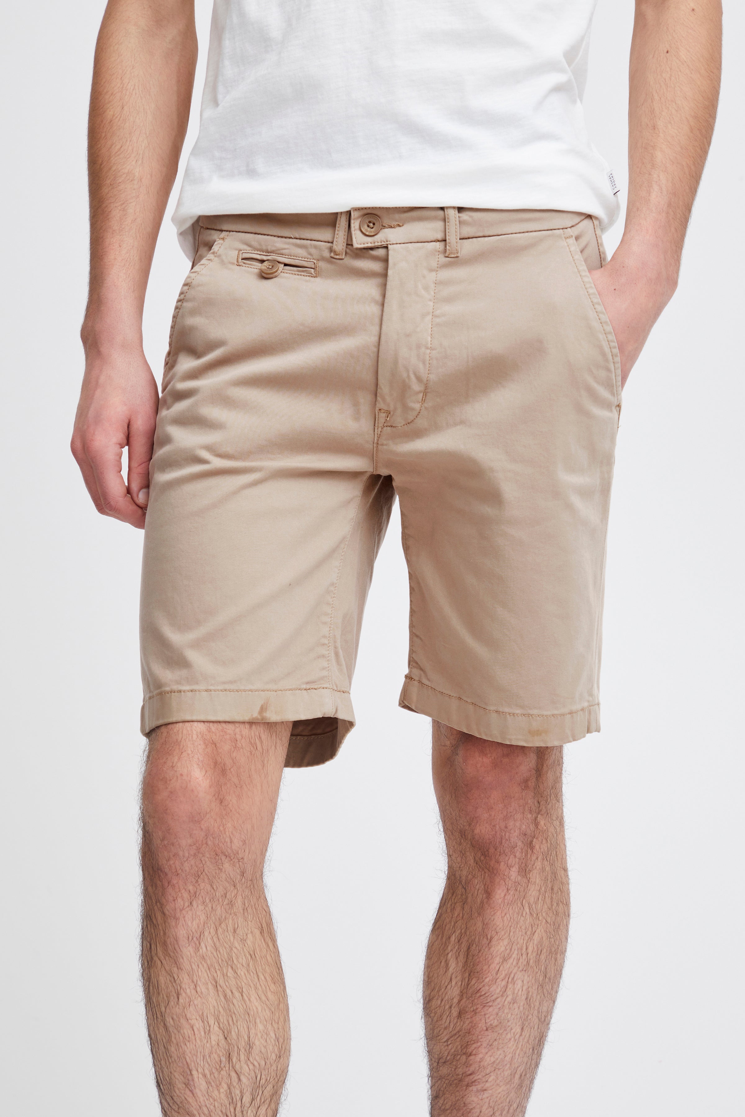 Cotton Blend Smart Chino Shorts - Stone
