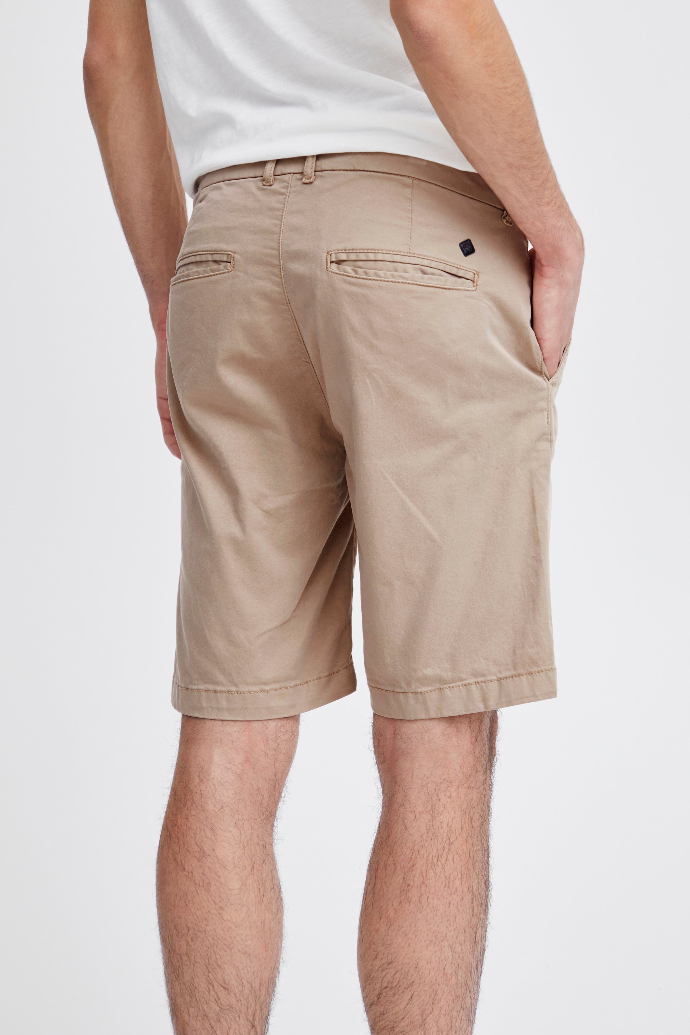Cotton Blend Smart Chino Shorts - Stone
