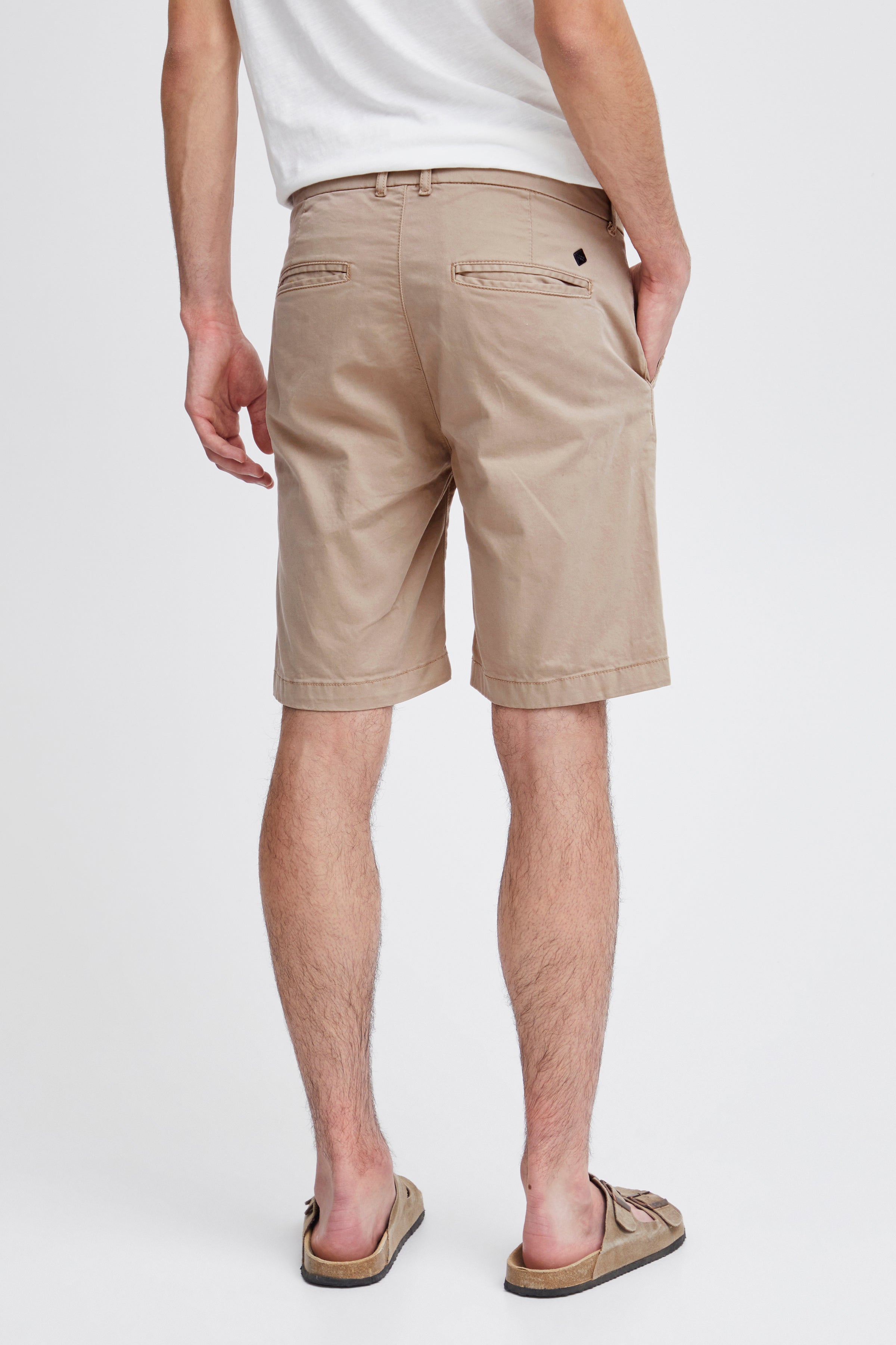 Cotton Blend Smart Chino Shorts - Stone