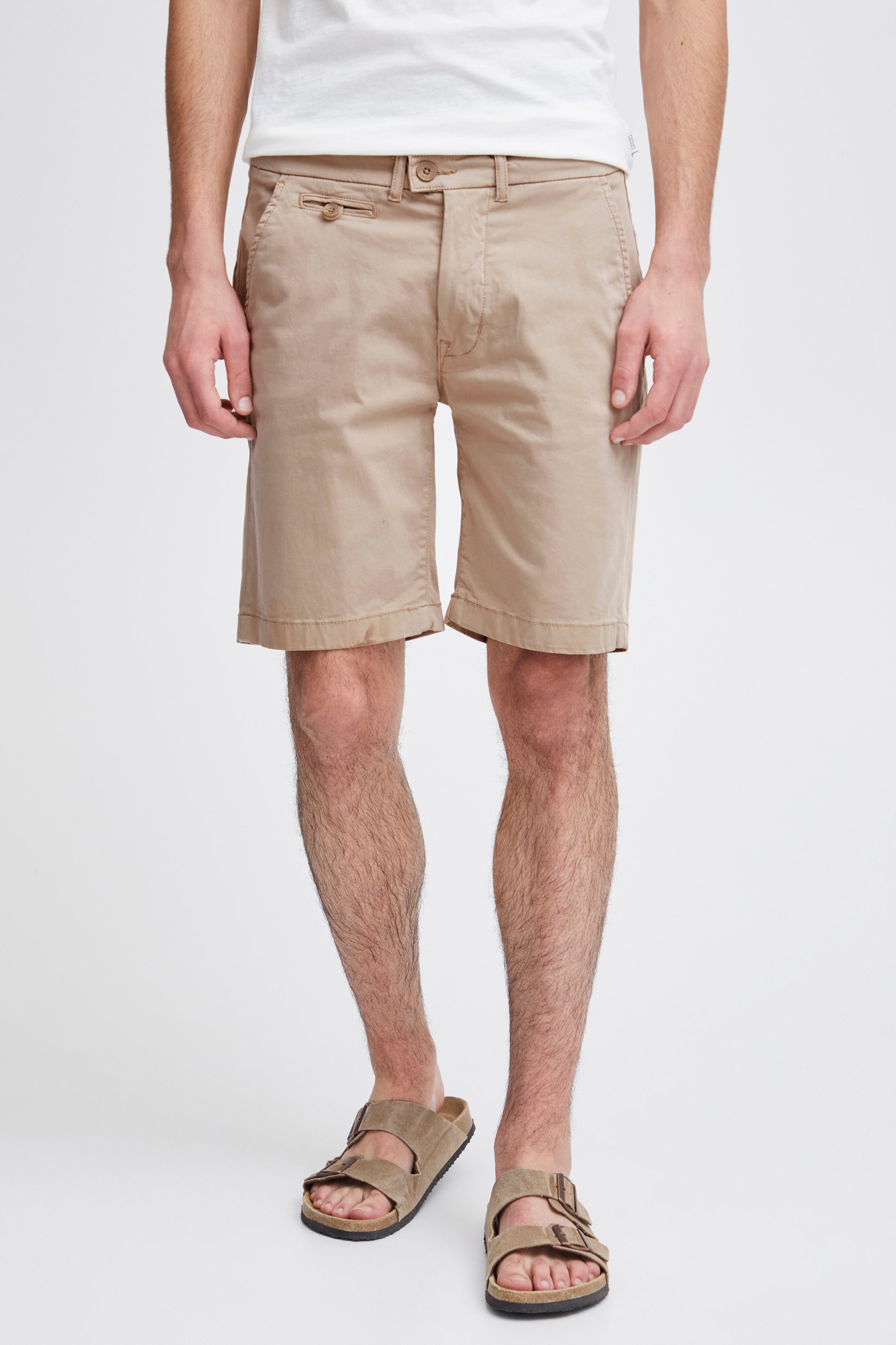 Cotton Blend Smart Chino Shorts - Stone