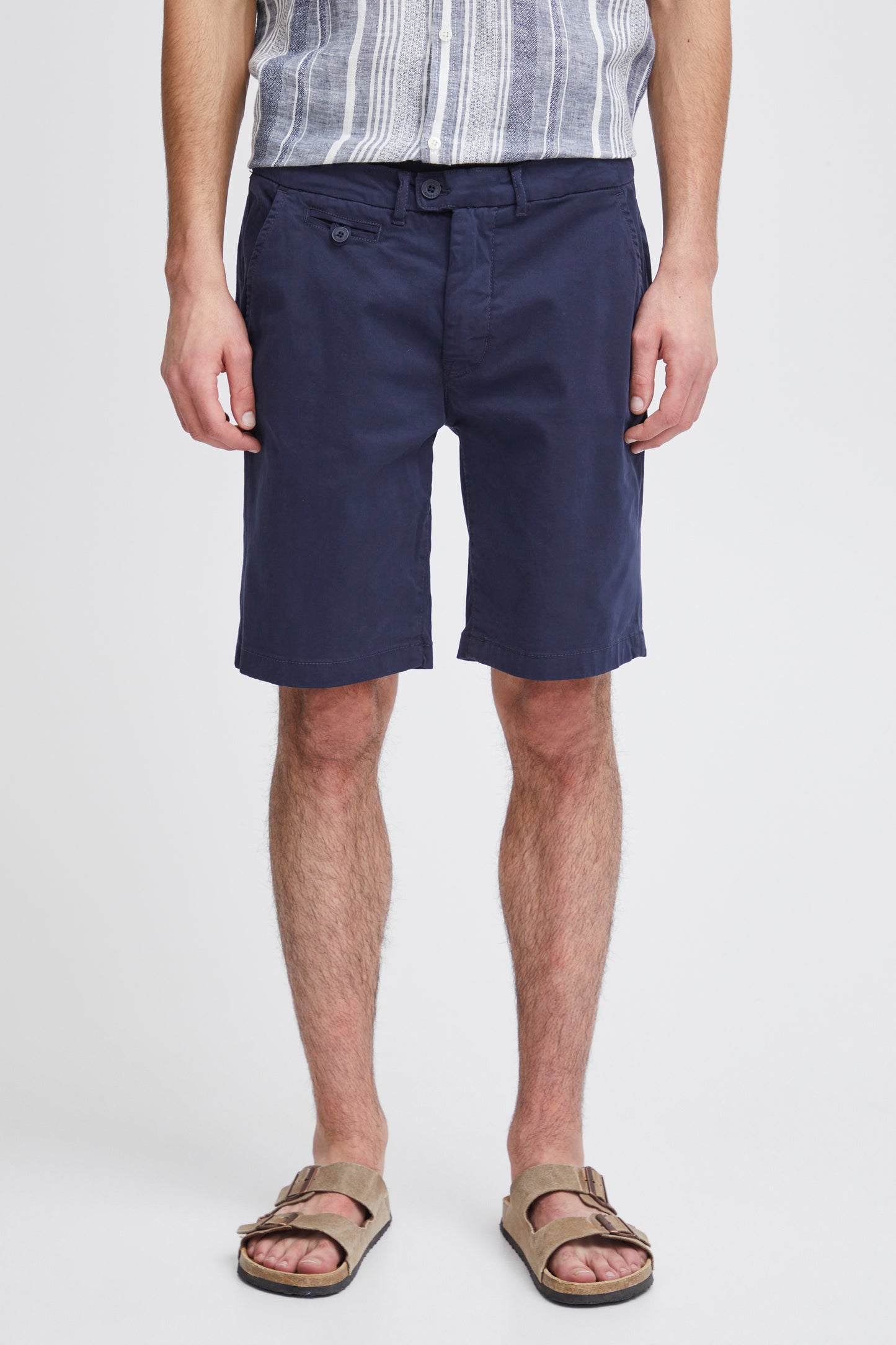 Cotton Blend Smart Chino Shorts - Navy