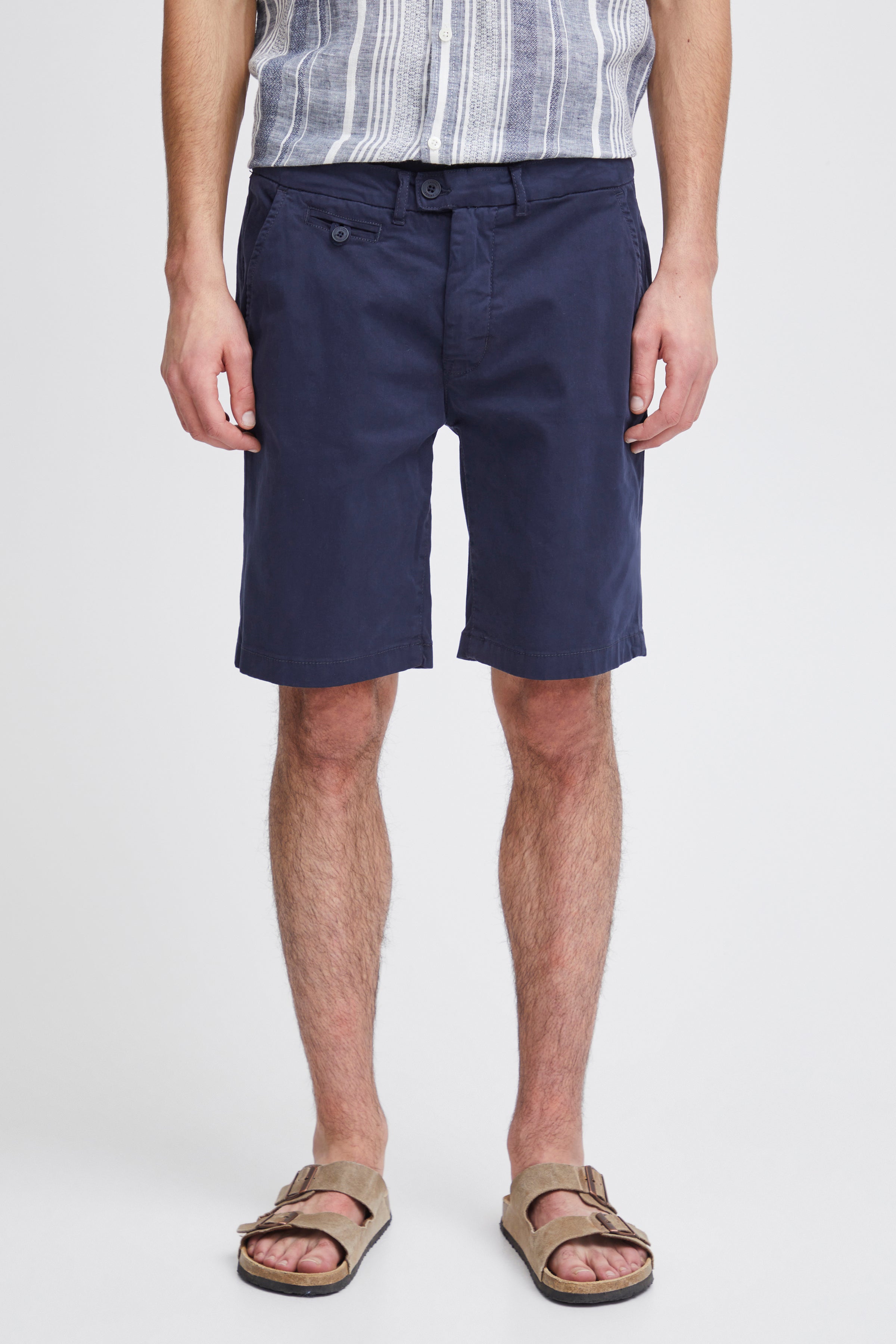 Cotton Blend Smart Chino Shorts - Navy