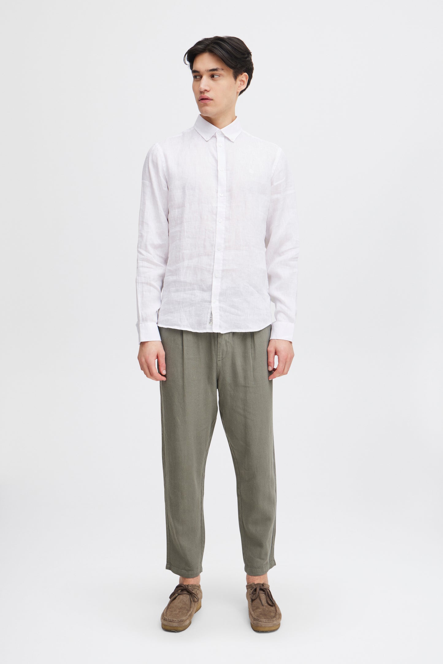CFANTON Linen Long Sleeve Shirt - White