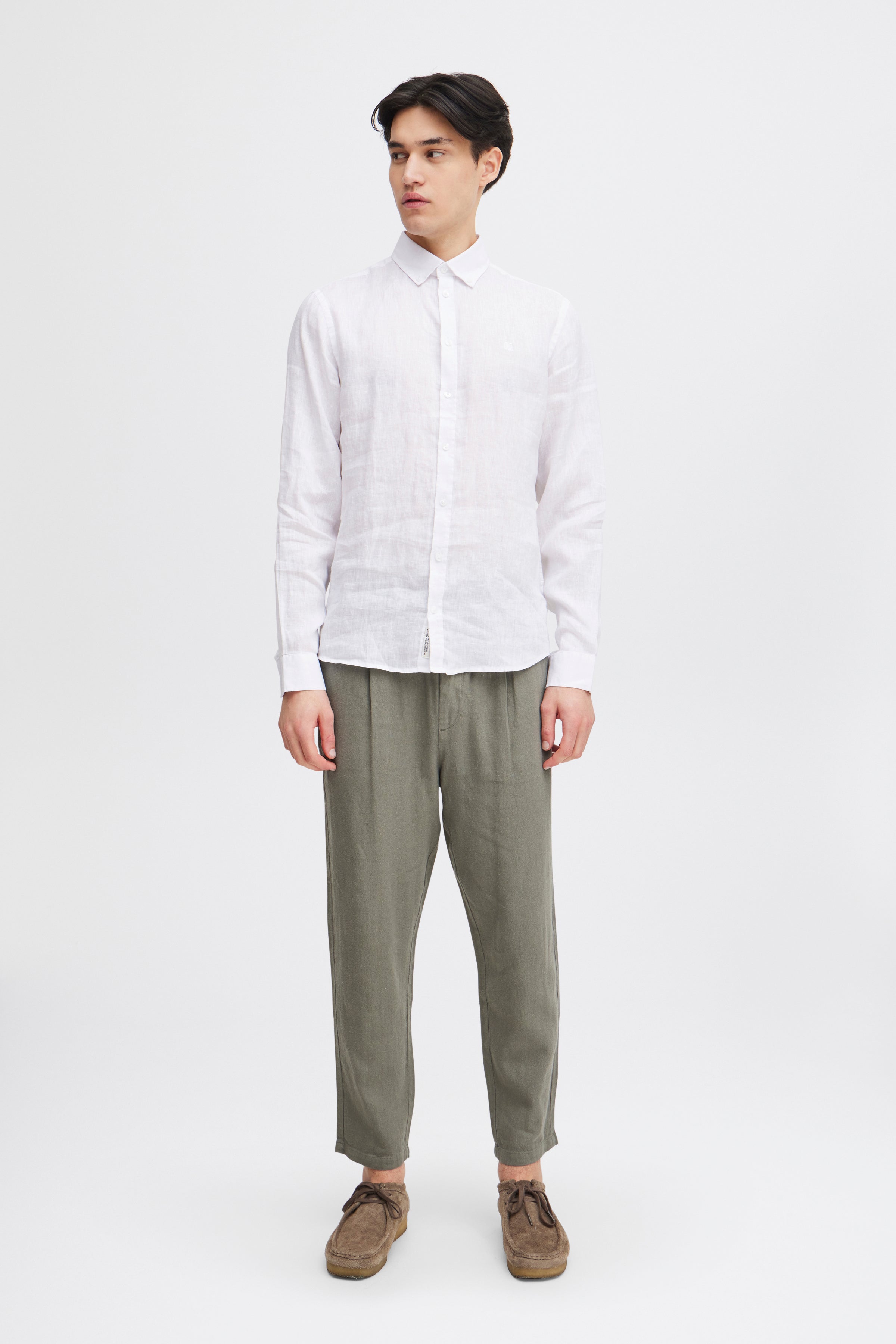 CFANTON Linen Long Sleeve Shirt - White