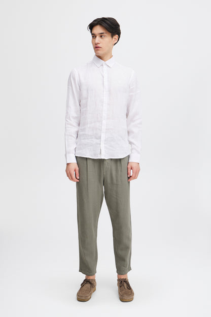 CFANTON Linen Long Sleeve Shirt - White