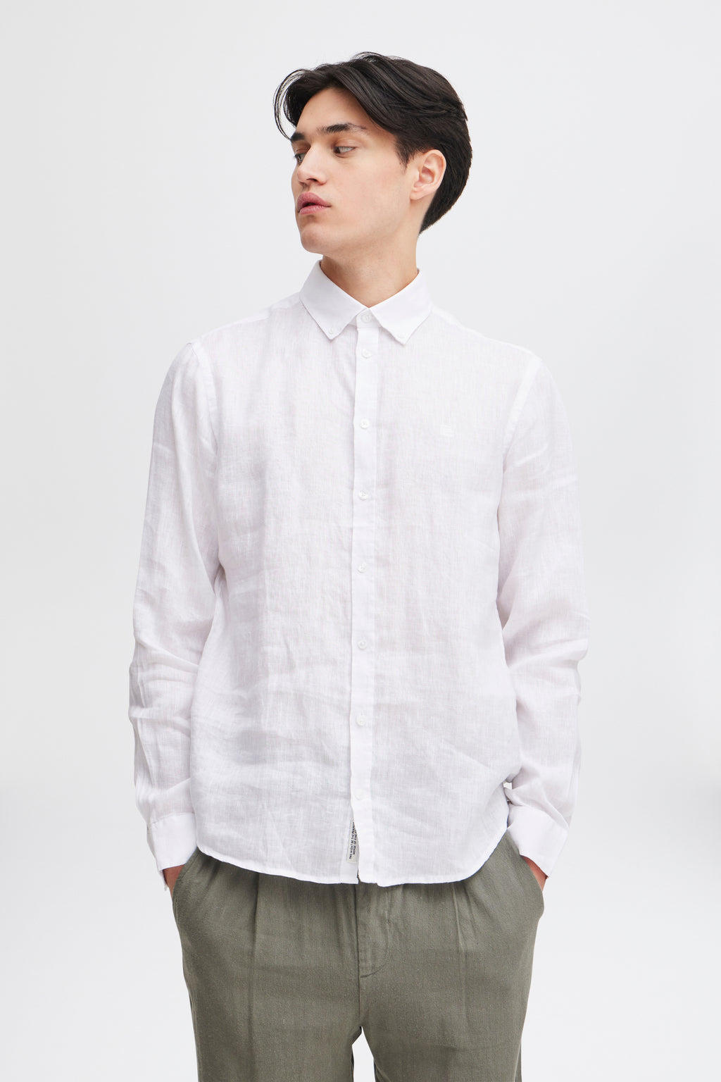 CFANTON Linen Long Sleeve Shirt - White