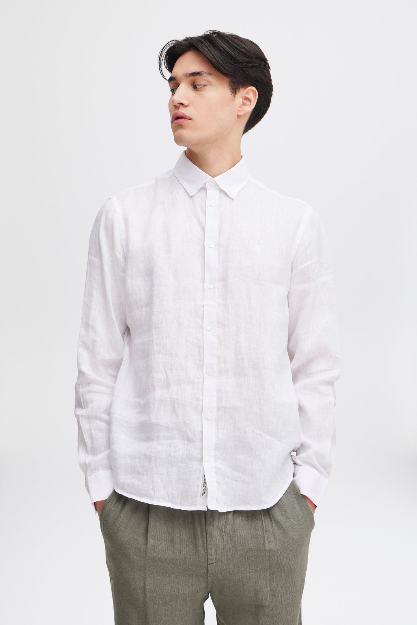 CFANTON Linen Long Sleeve Shirt - White