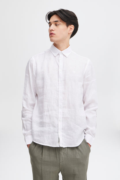 CFANTON Linen Long Sleeve Shirt - White