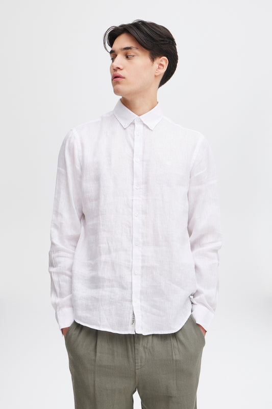 CFANTON Linen Long Sleeve Shirt - White