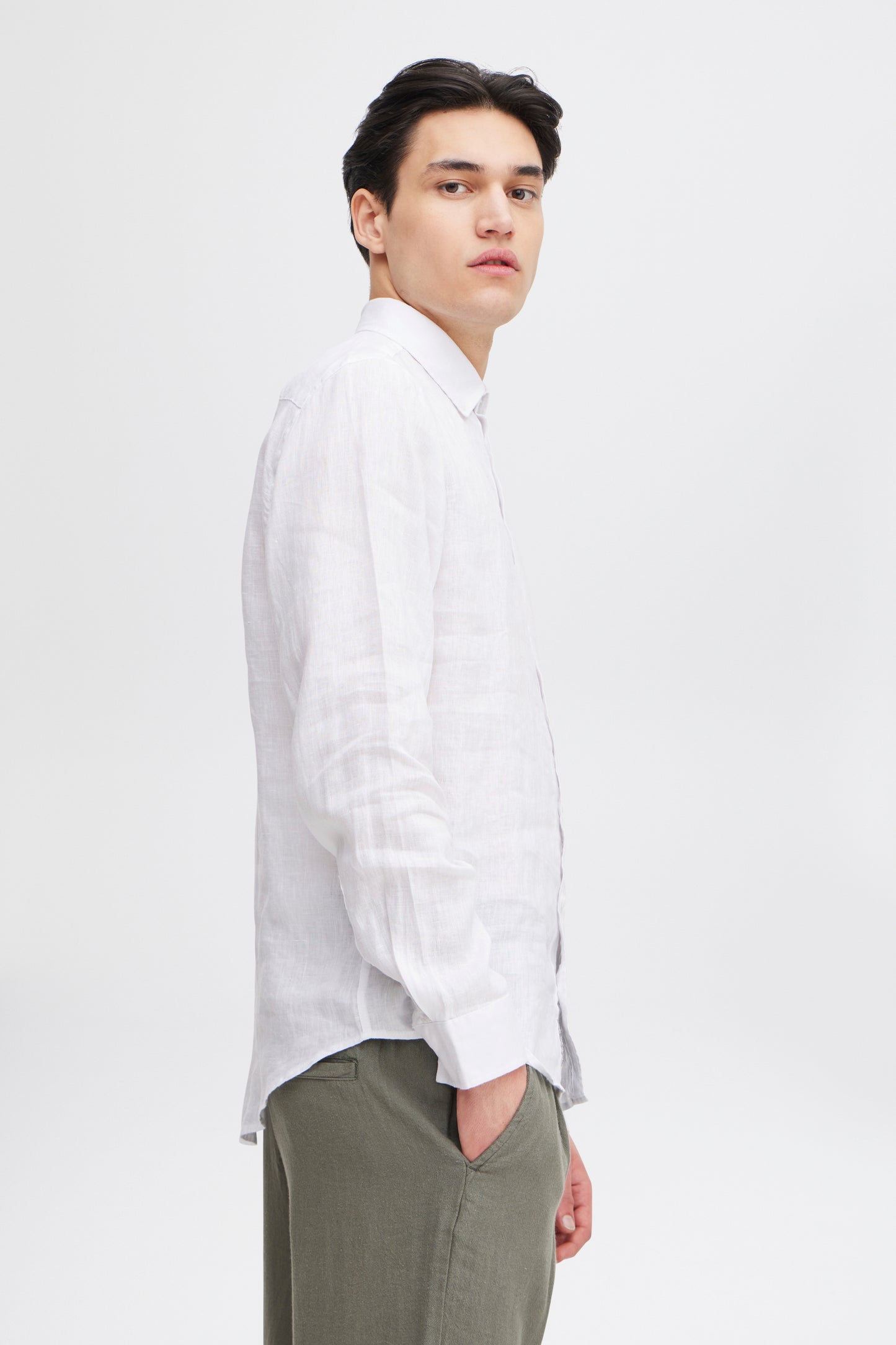 CFANTON Linen Long Sleeve Shirt - White