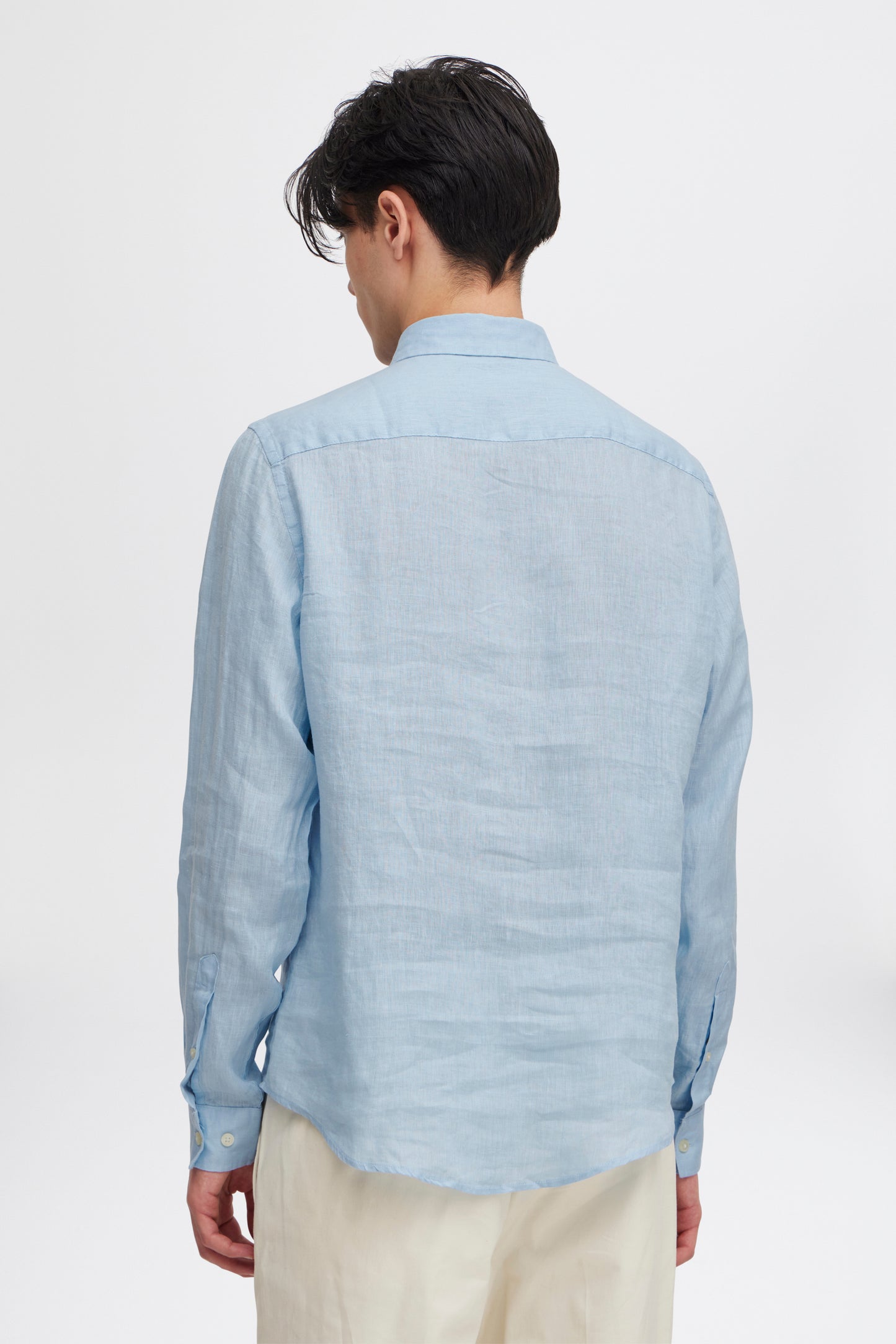 CFANTON Linen Long Sleeve Shirt - Sky Blue