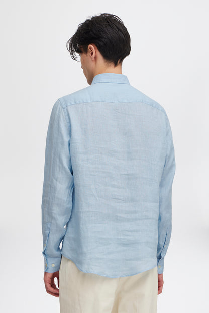 CFANTON Linen Long Sleeve Shirt - Sky Blue