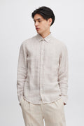 CFANTON Linen Long Sleeve Shirt - Beige