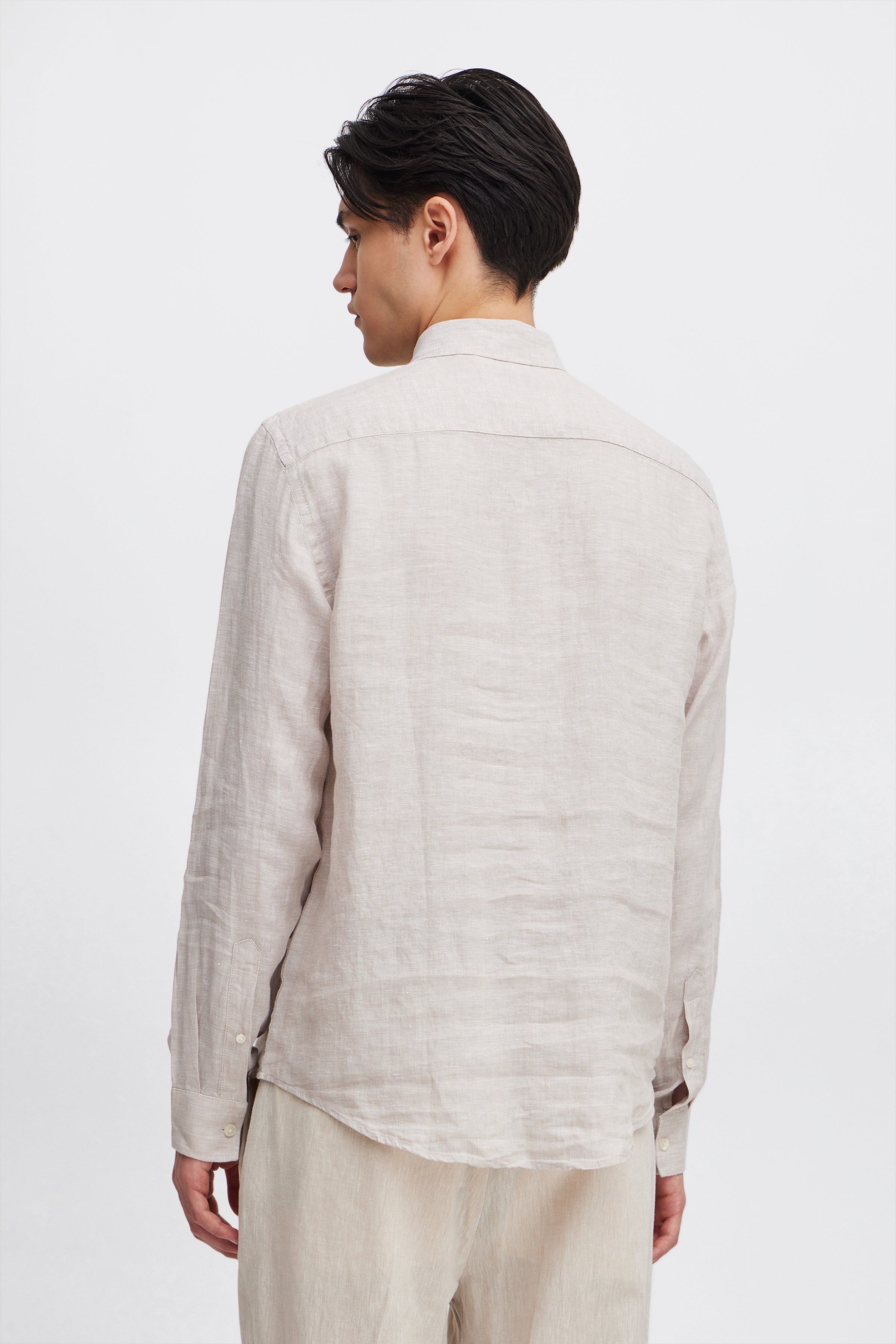CFANTON Linen Long Sleeve Shirt - Beige
