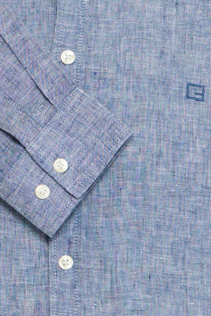 CFANTON Linen Long Sleeve Shirt - Sky Blue