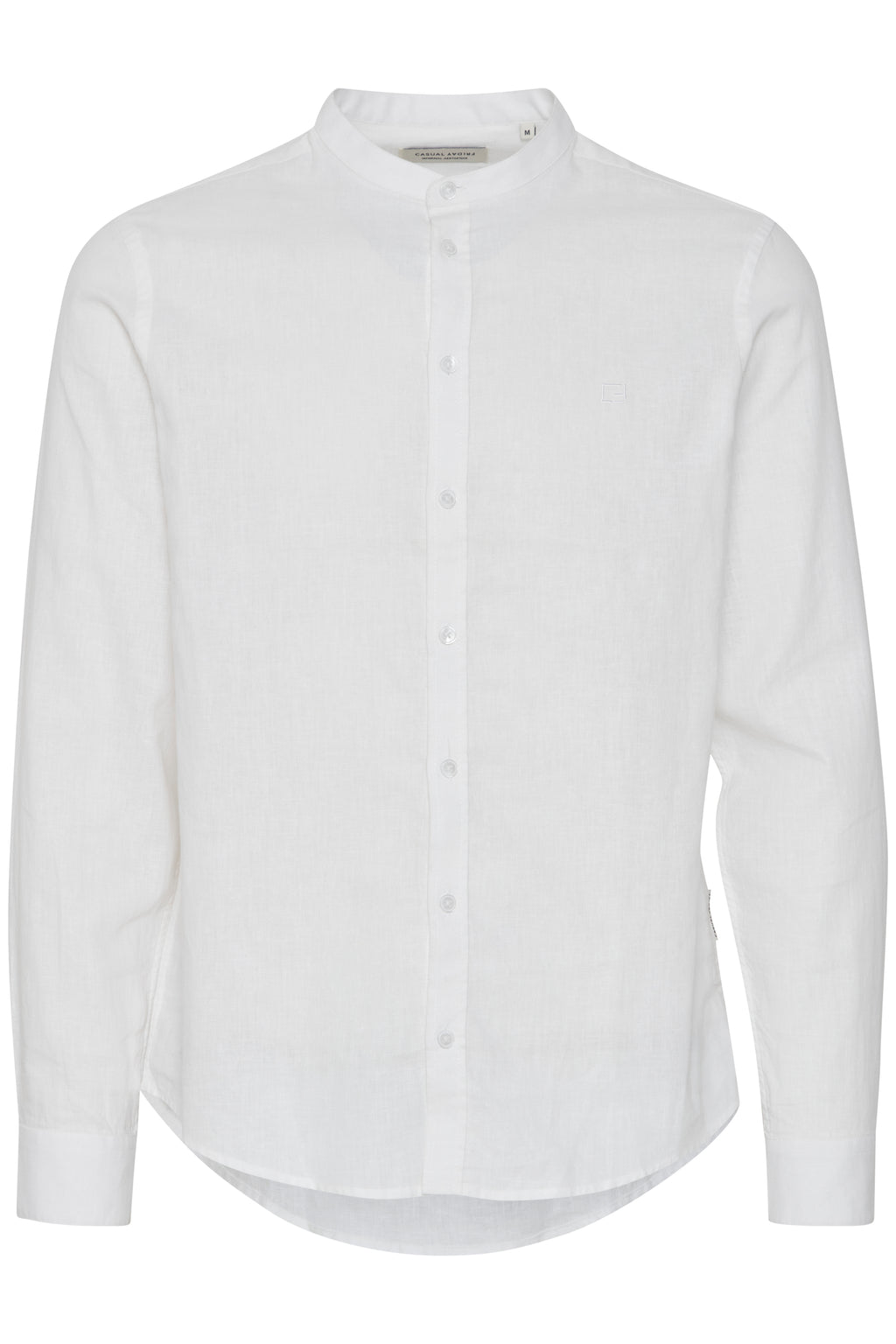 CFANTON Grandad Collar Linen Mix Shirt - White