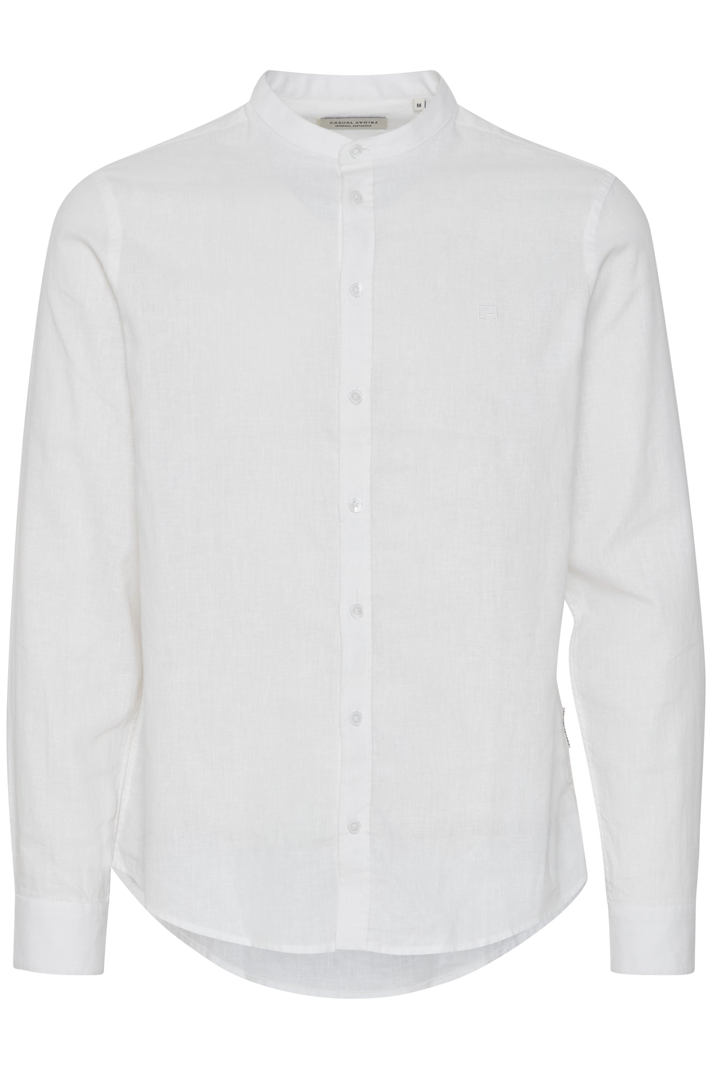CFANTON Grandad Collar Linen Mix Shirt - White