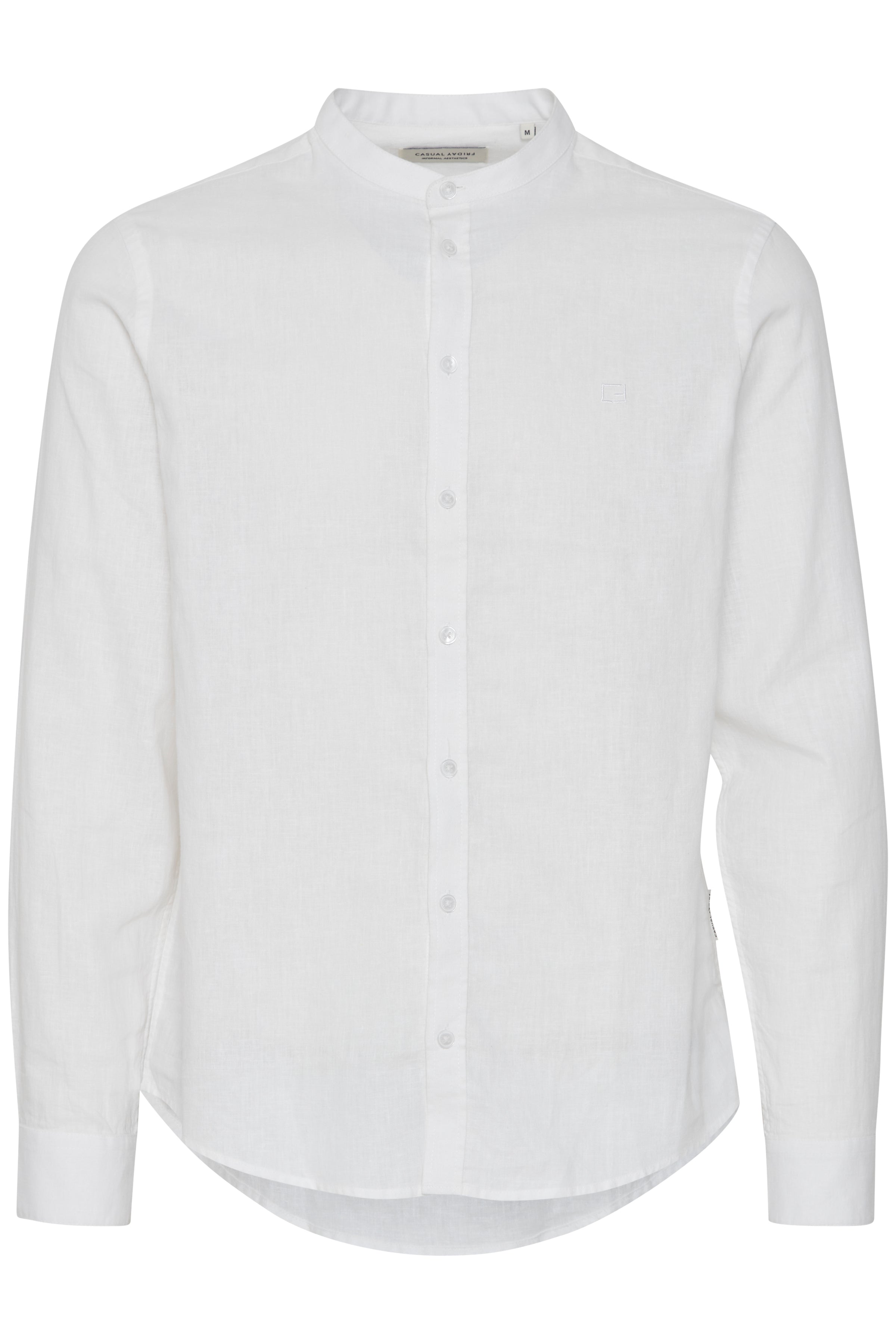 CFANTON Grandad Collar Linen Mix Shirt - White