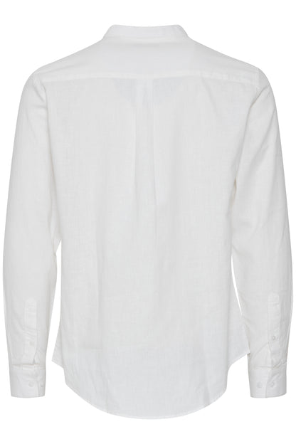 CFANTON Grandad Collar Linen Mix Shirt - White