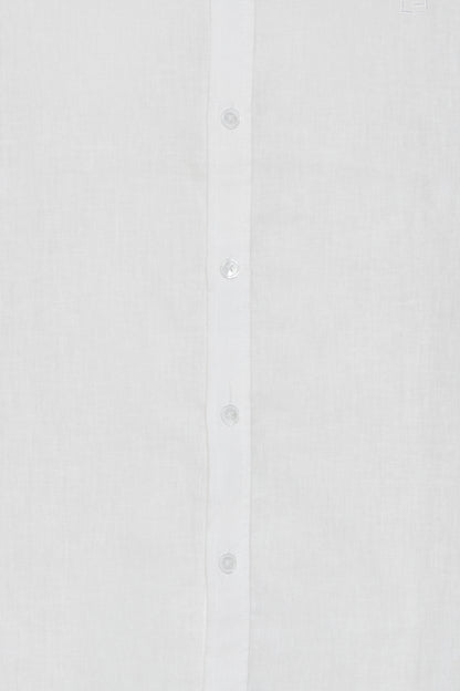 CFANTON Grandad Collar Linen Mix Shirt - White
